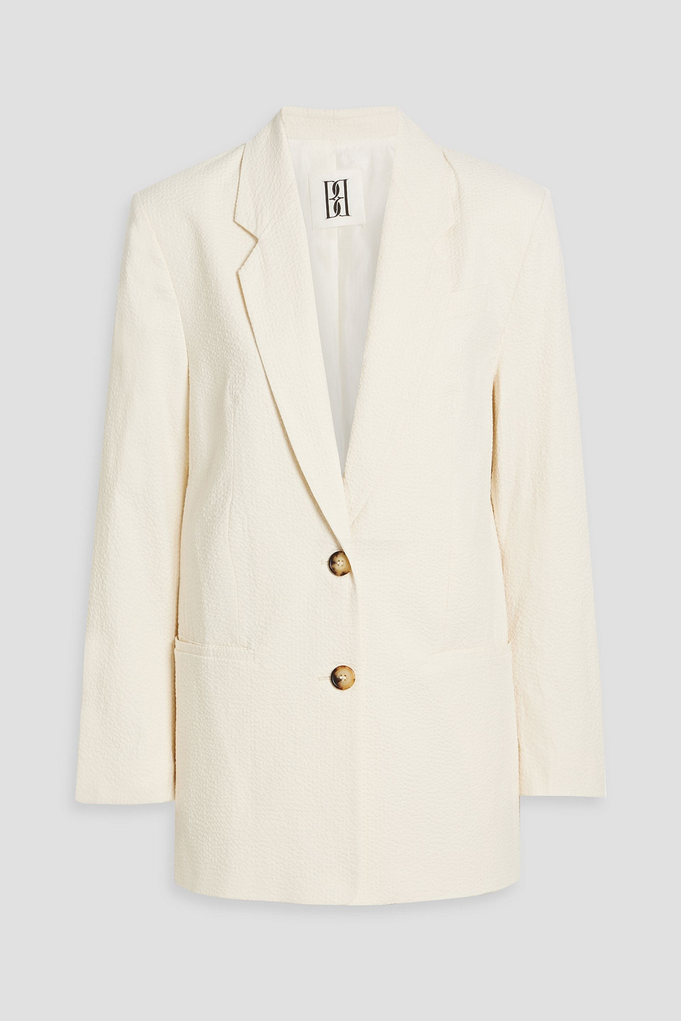 By Malene Birger Ophie Cotton-blend Seersucker Blazer In Ecru
