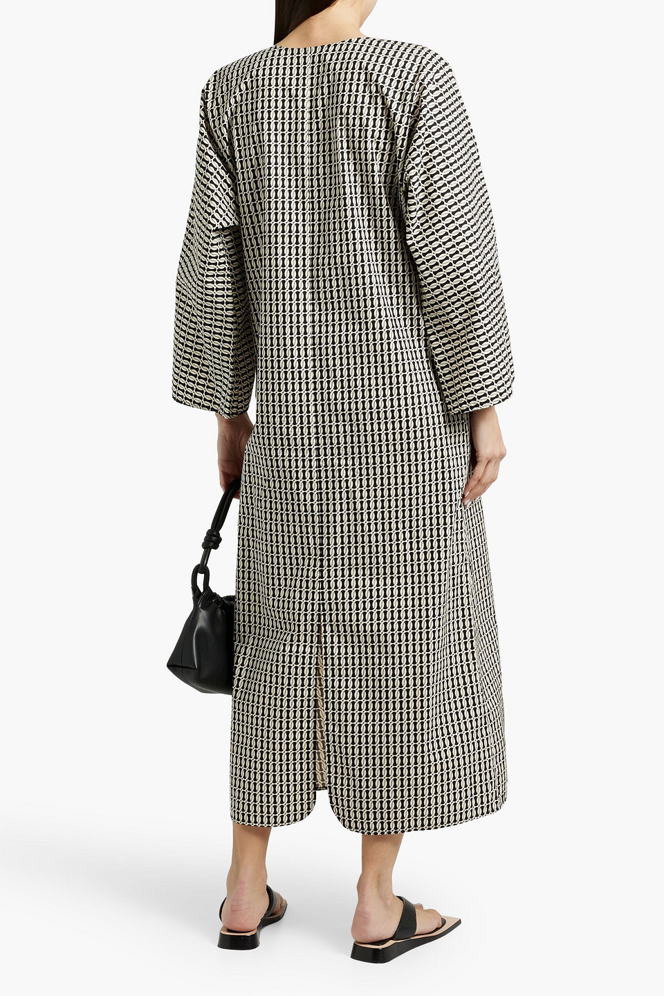 By Malene Birger Calynn Printed Cotton-poplin Midi Dress In Black