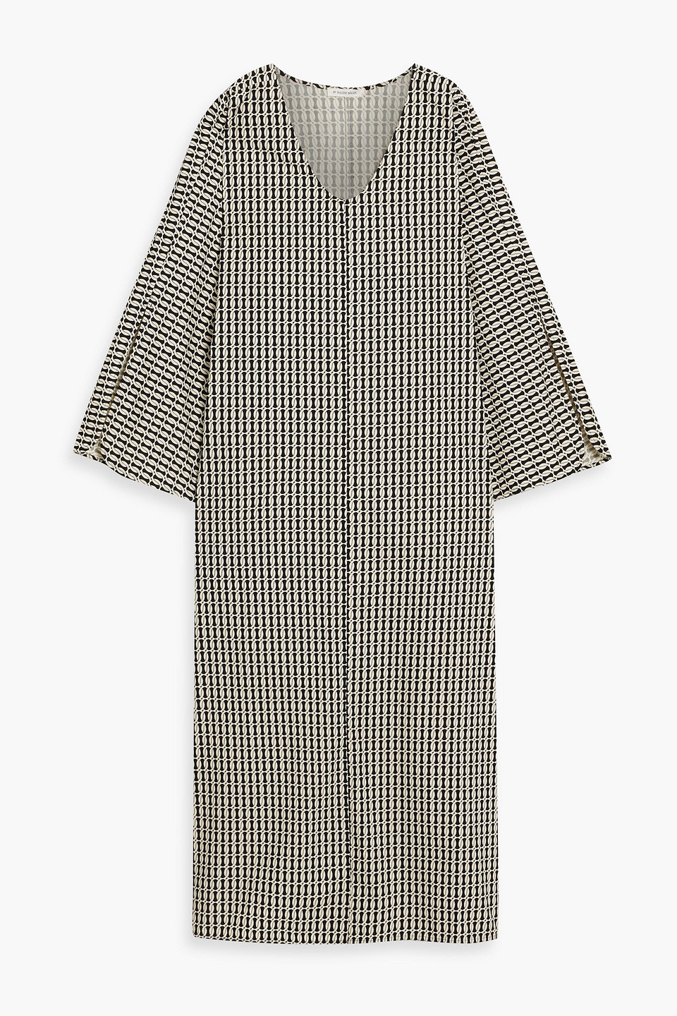 By Malene Birger Calynn Printed Cotton-poplin Midi Dress In Black