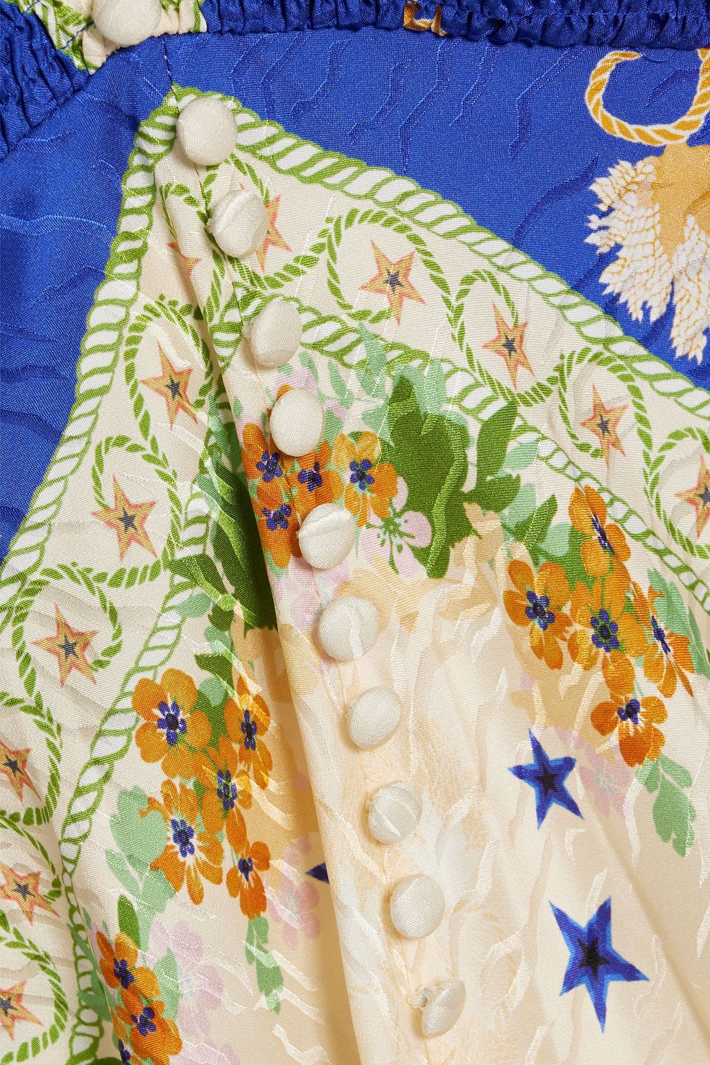 SALONI Lea printed silk-jacquard maxi dress