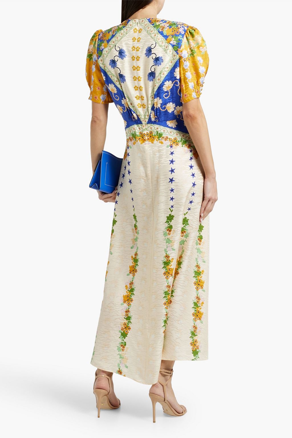 SALONI Lea printed silk-jacquard maxi dress