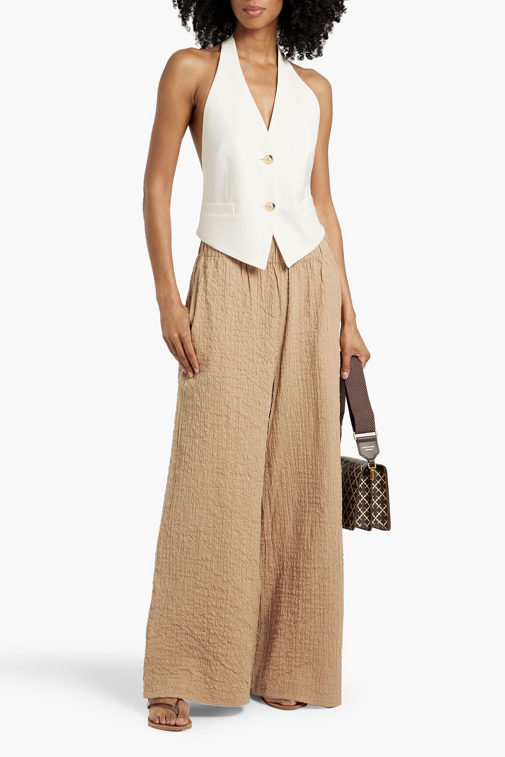 BY MALENE BIRGER Campine cotton-blend seersucker wide-leg pants