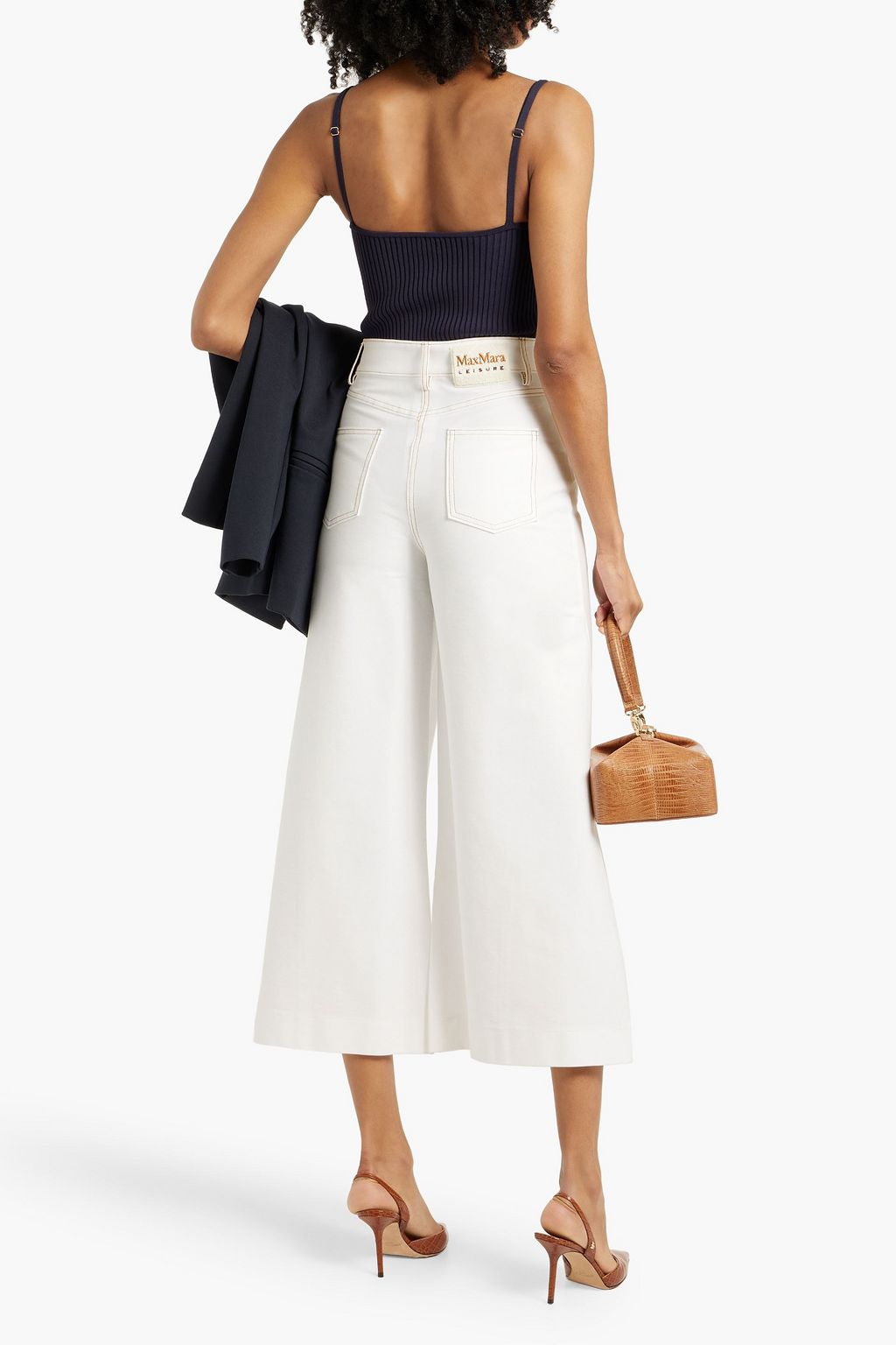 MAX MARA Foster cropped stretch cotton-blend jersey wide-leg pants