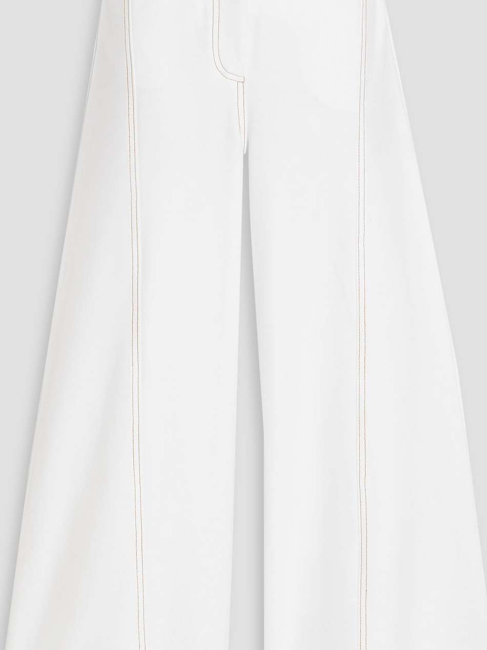 foster cropped stretch cotton-blend jersey wide-leg pants