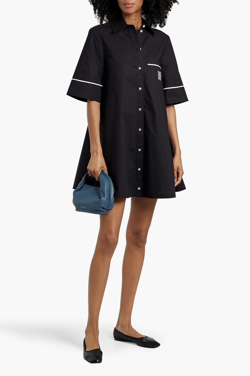 BY MALENE BIRGER 자수 장식 코튼 포플린 미니 셔츠 드레스