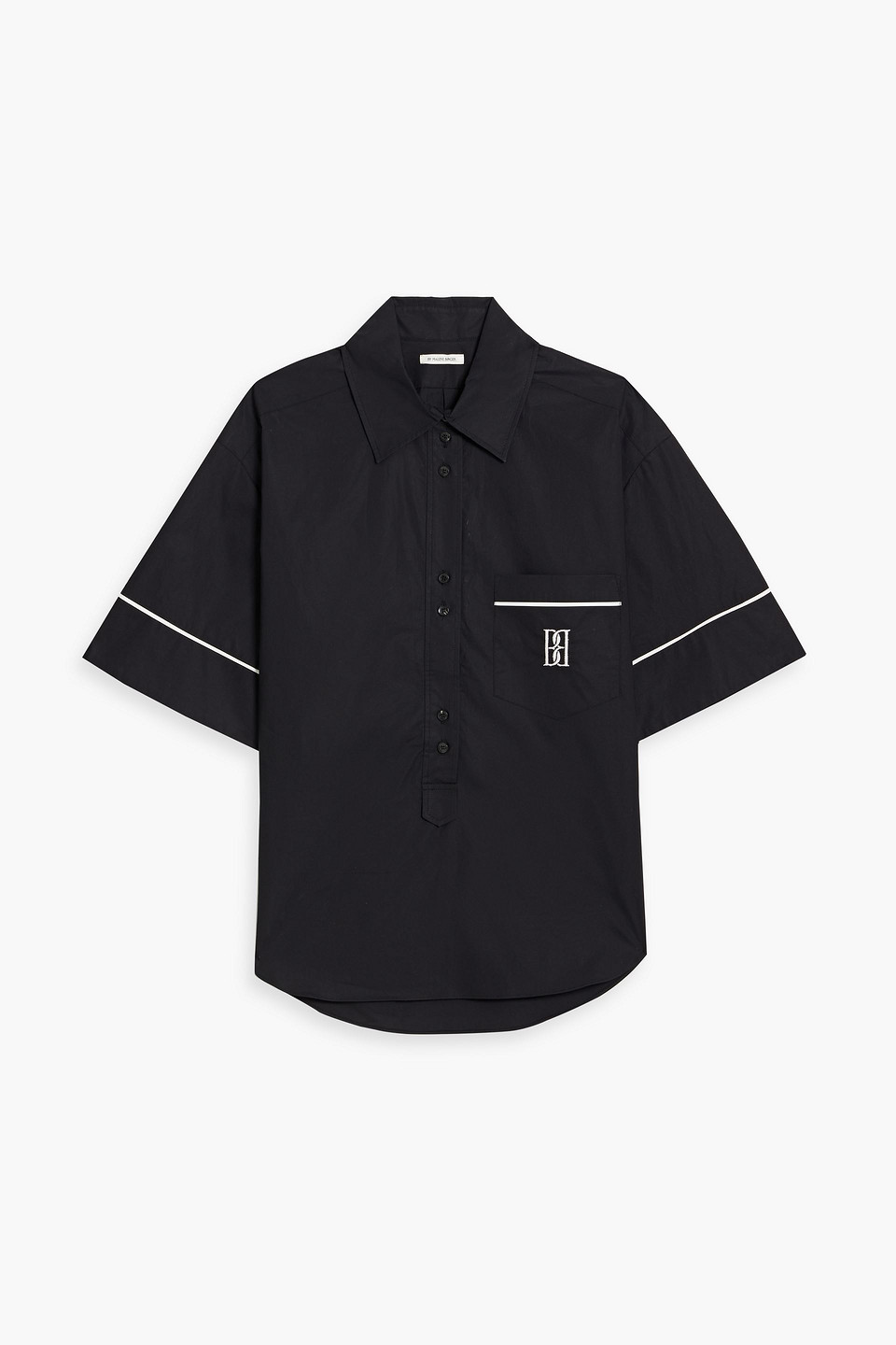 By Malene Birger Mallias Embroidered Cotton-poplin Shirt In Black