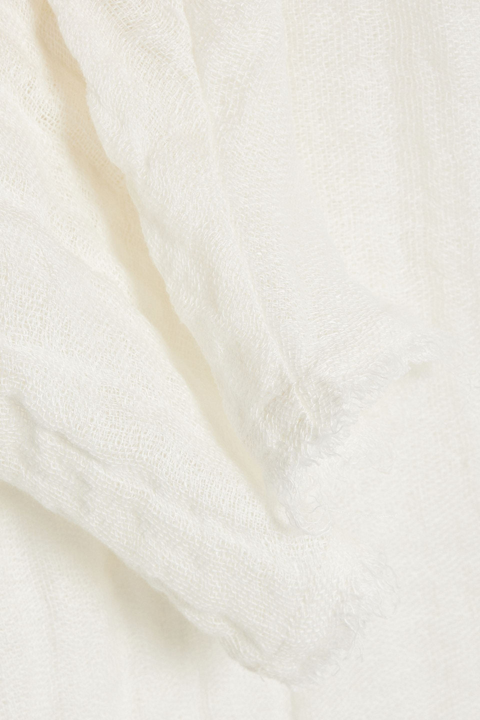 By Malene Birger Miya Frayed Linen-gauze Mini Dress In Ivory