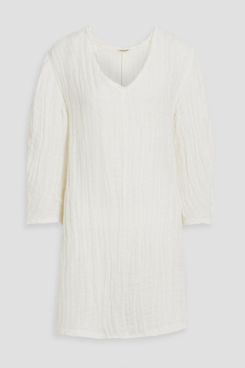 By Malene Birger Miya Frayed Linen-gauze Mini Dress In Ivory