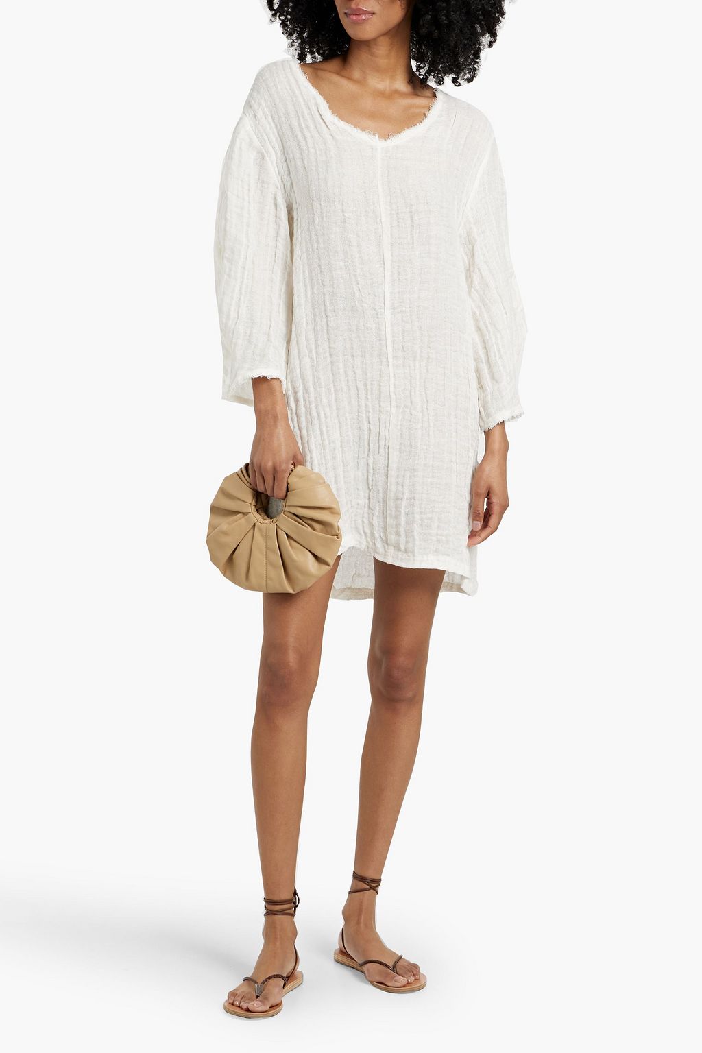 BY MALENE BIRGER Miya frayed linen-gauze mini dress
