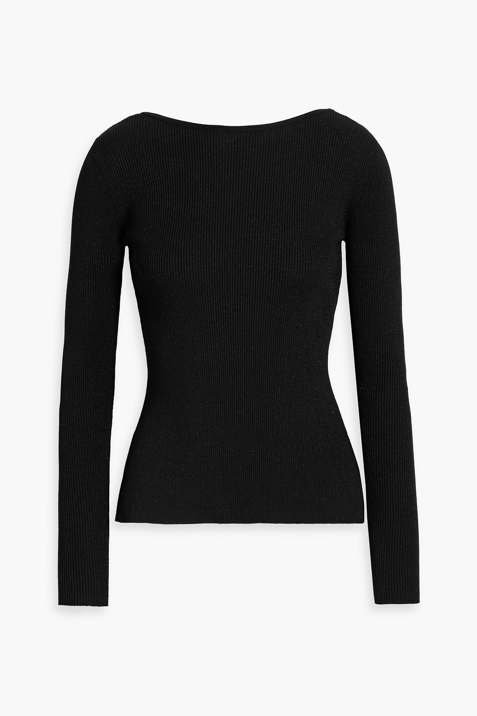 max mara - favella metallic ribbed-knit top - black - s