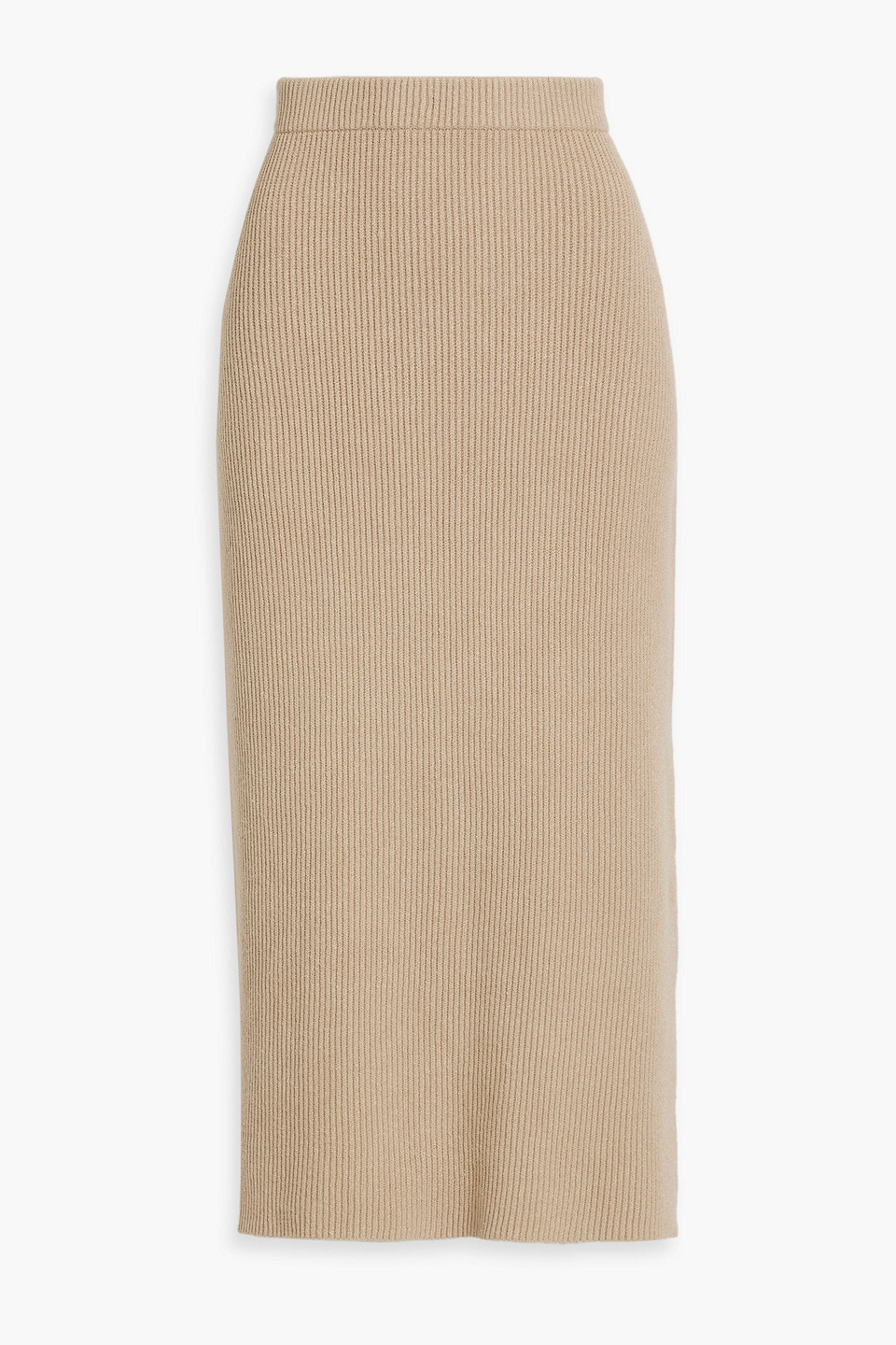 By Malene Birger Kyra Ribbed Ecovero™-blend Midi Skirt In Beige