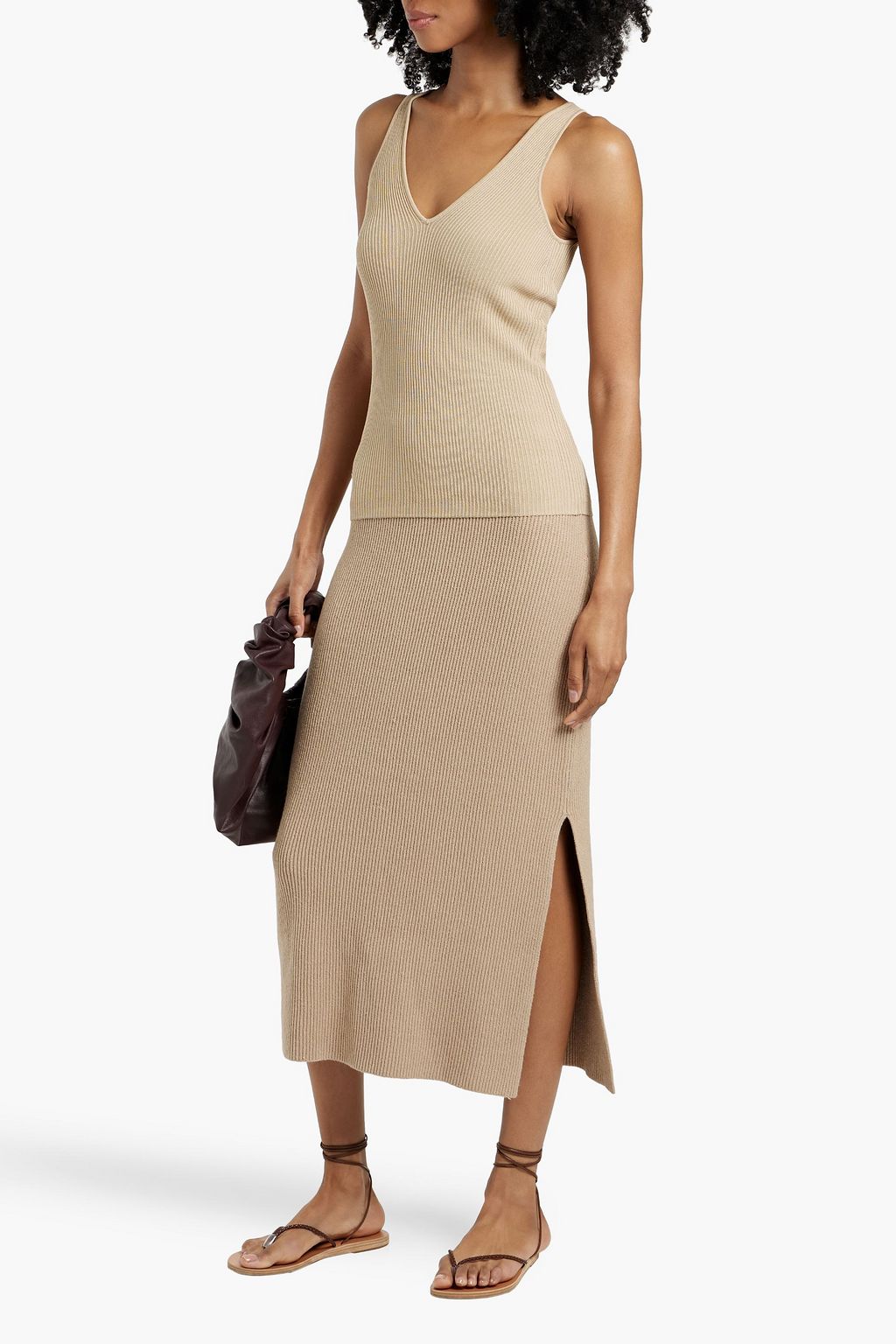 BY MALENE BIRGER تنورة "كايرا" متوسط الطول مصنوعة من مزيج إيكوفيرو™ بتصميم مضلّع