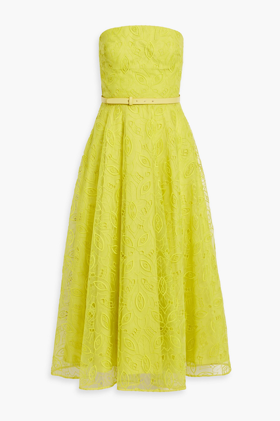 Max Mara Stecca Strapless Broderie Anglaise Midi Dress