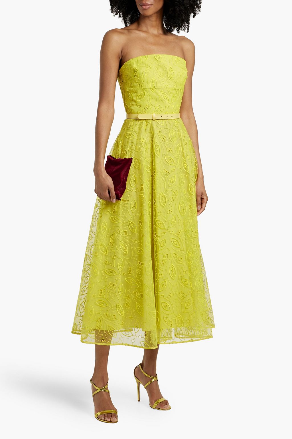 MAX MARA Stecca strapless broderie anglaise midi dress