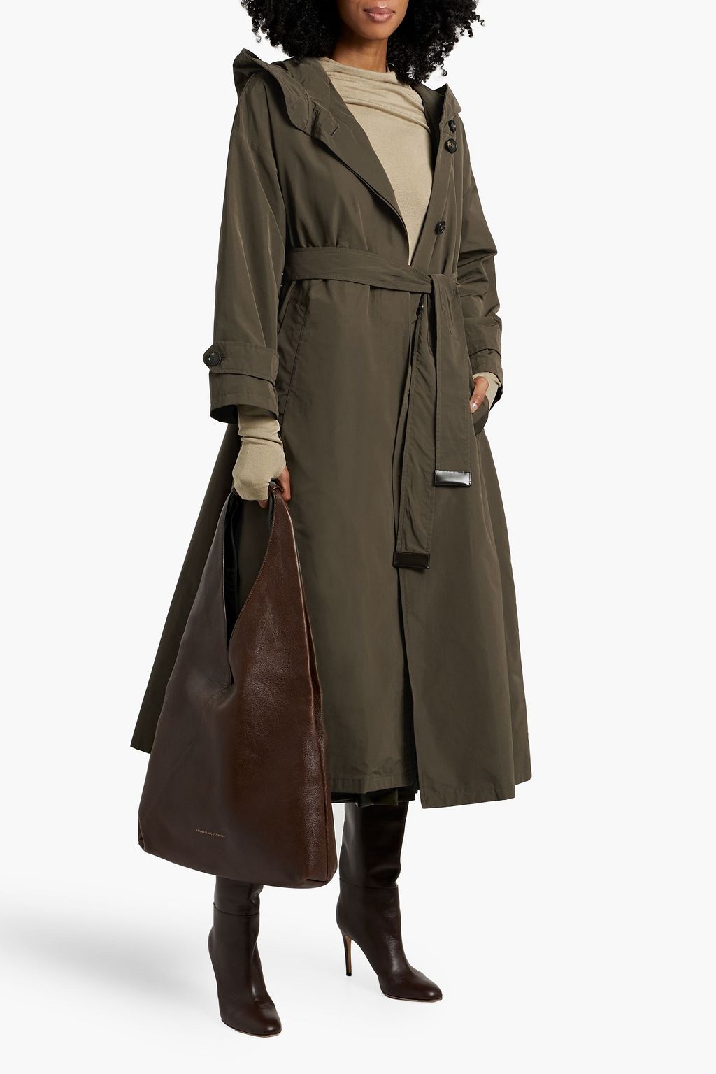 MAX MARA Belted shell hooded rain coat