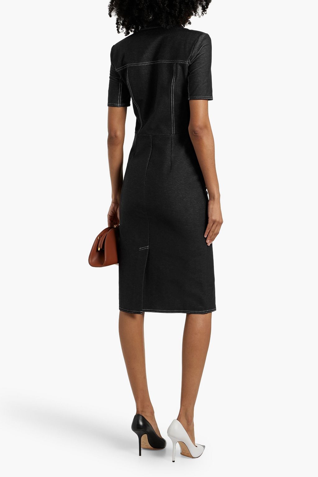 MAX MARA Faro stretch cotton-blend jersey midi shirt dress