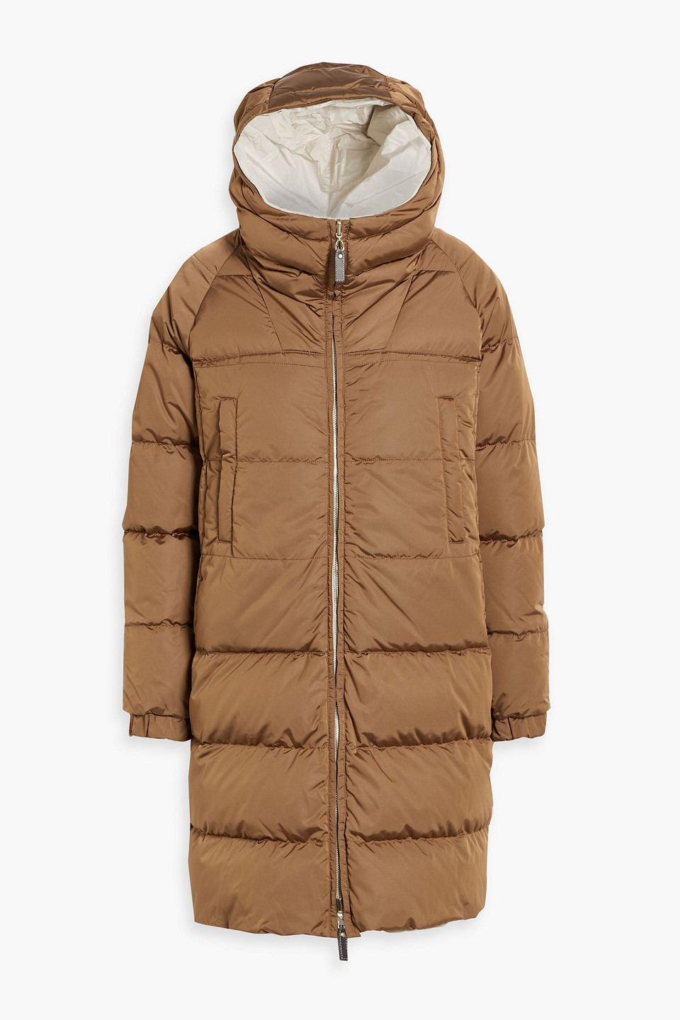 Max Mara Reversible Quilted Shell Hooded Down Coat In Brown