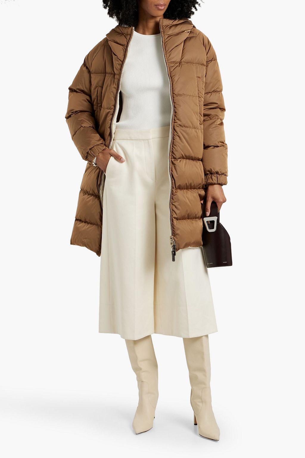 MAX MARA THE CUBE Quilted shell hooded coat