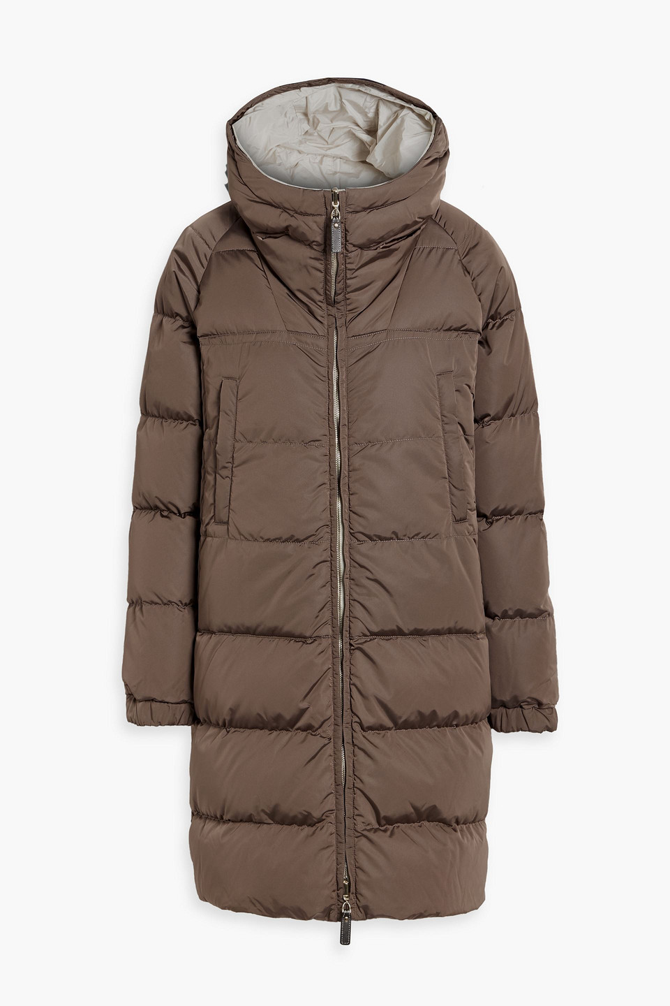 Max Mara Reversible Quilted Shell Hooded Down Coat In Brown