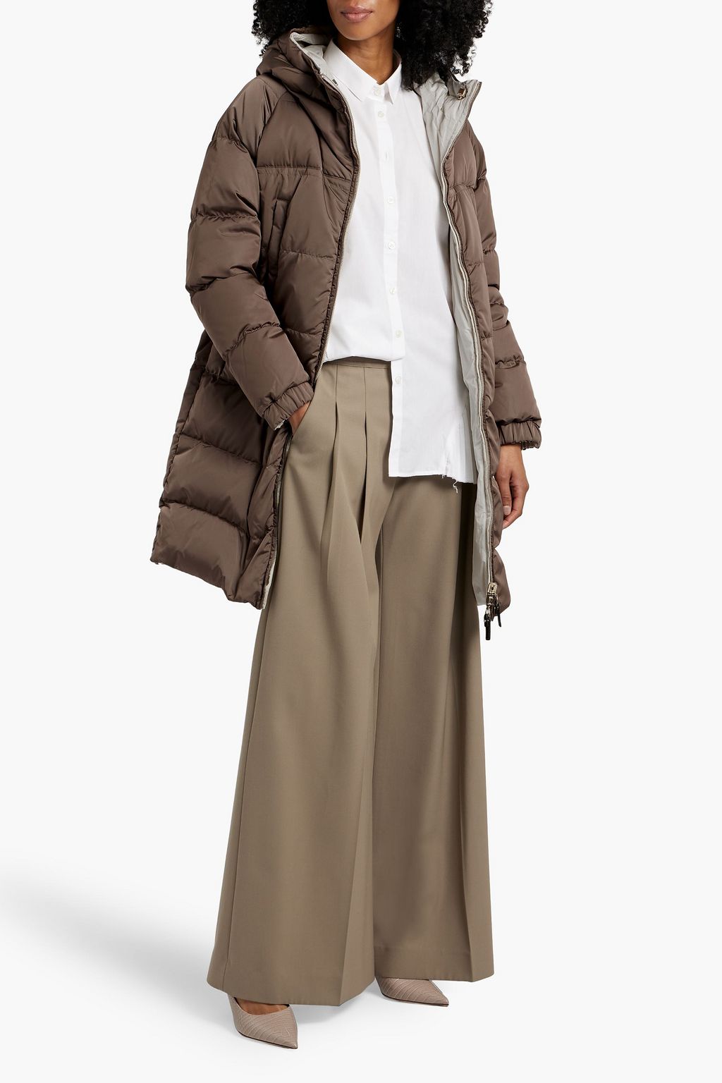 MAX MARA THE CUBE Quilted shell hooded coat