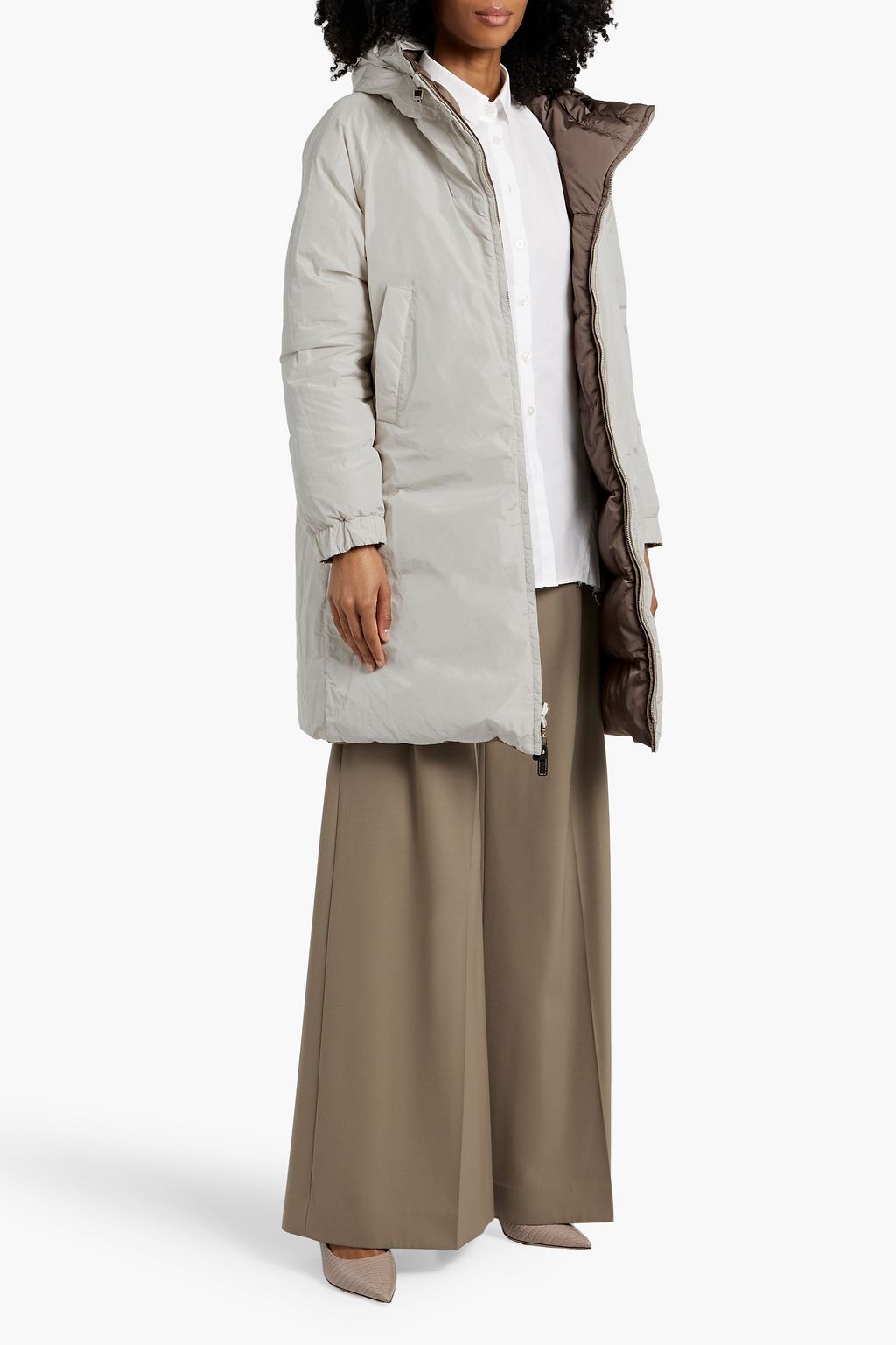MAX MARA THE CUBE Quilted shell hooded coat