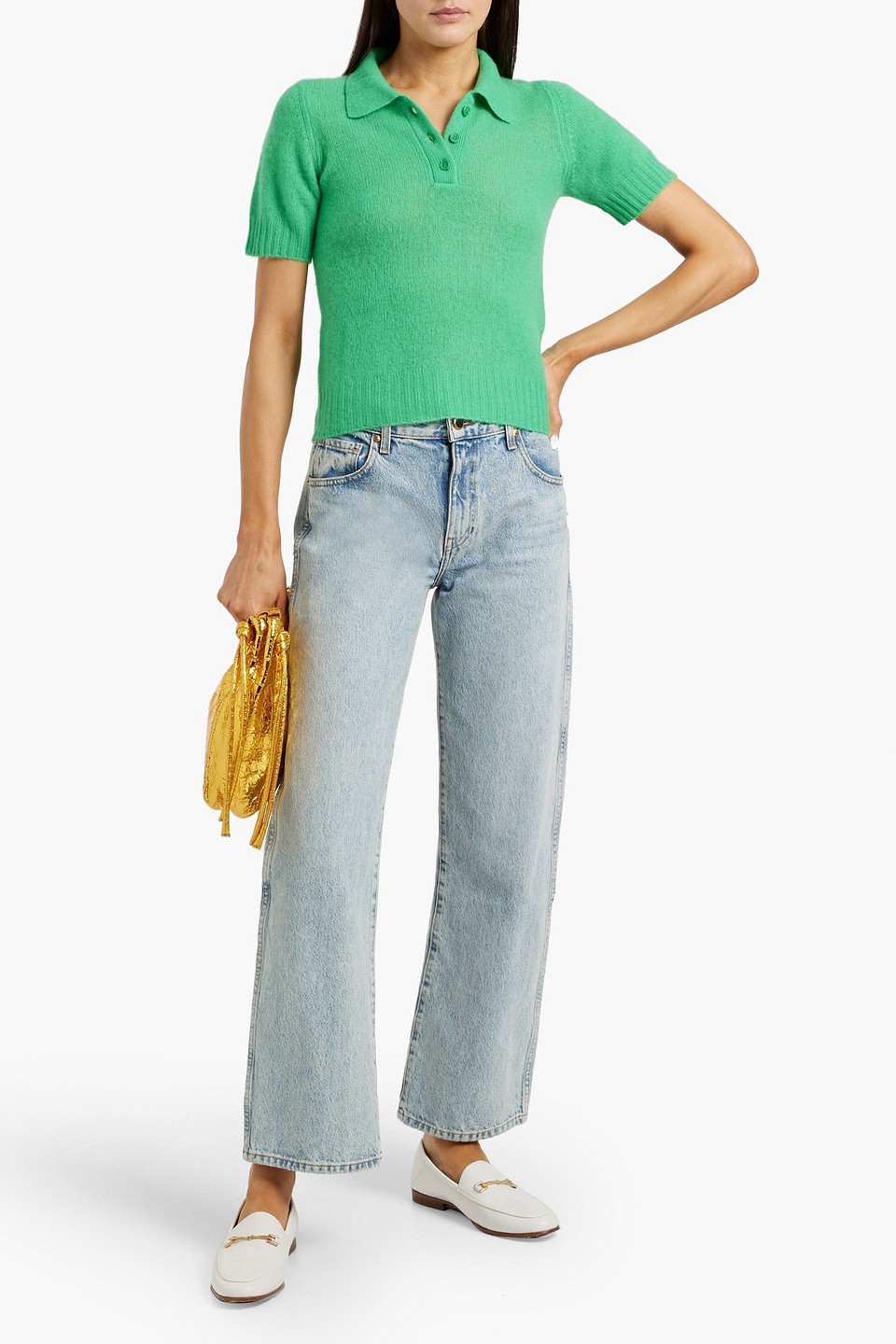 Shop Naadam Cashmere Polo Sweater In Emerald