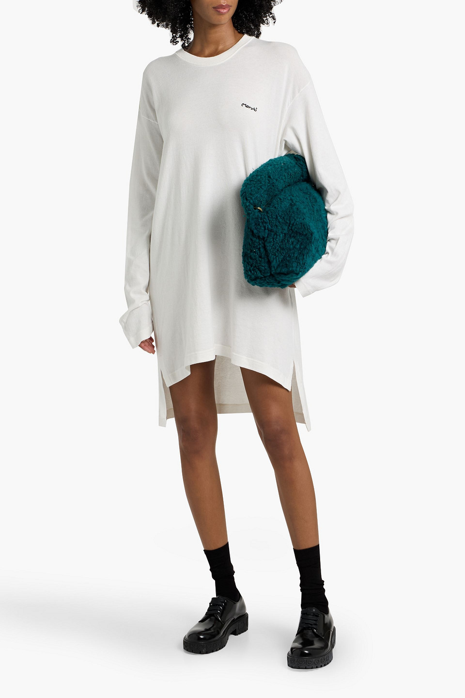 Marni Embroidered Cotton-blend Sweater In White