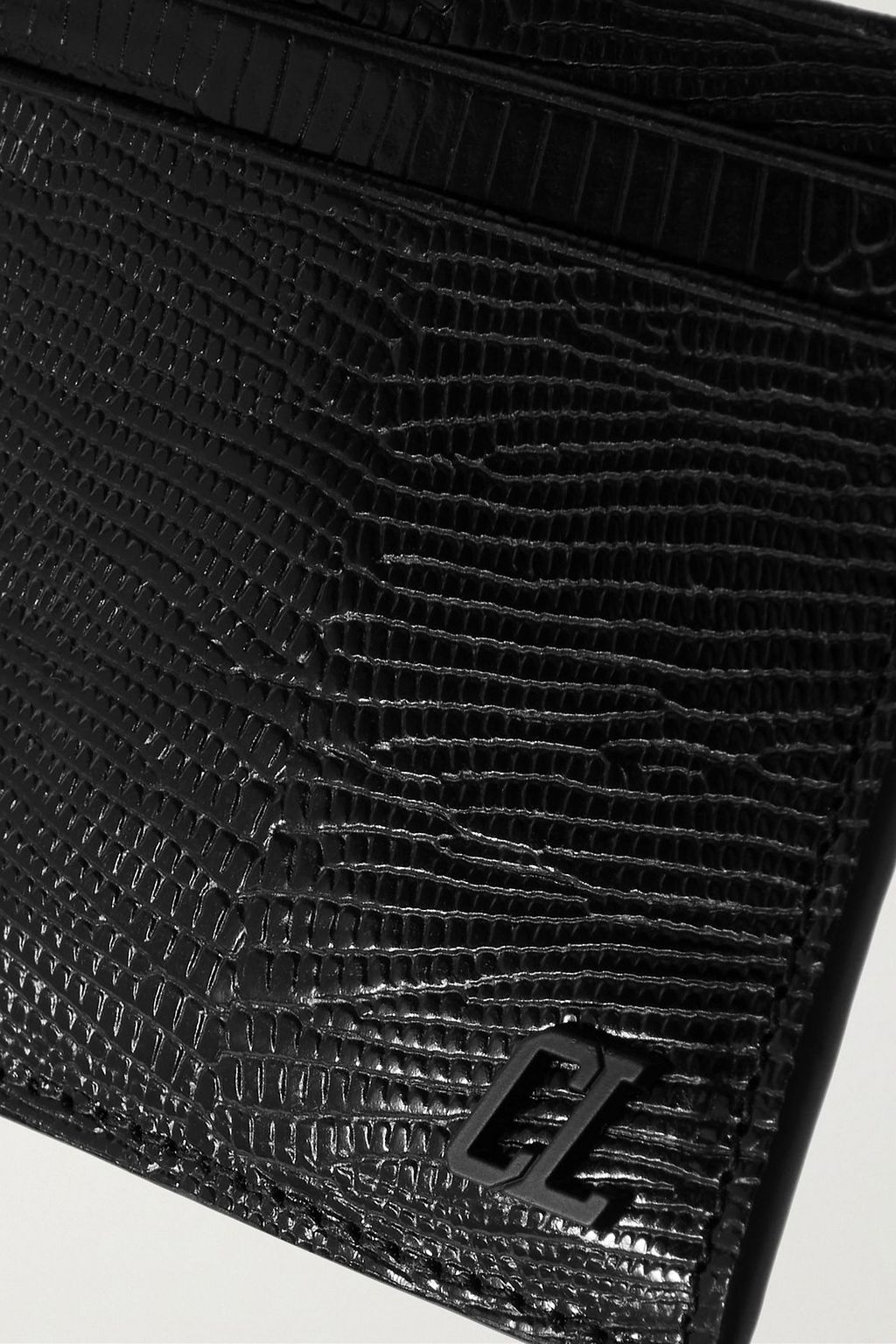 CHRISTIAN LOUBOUTIN Glossed lizard-effect leather cardholder