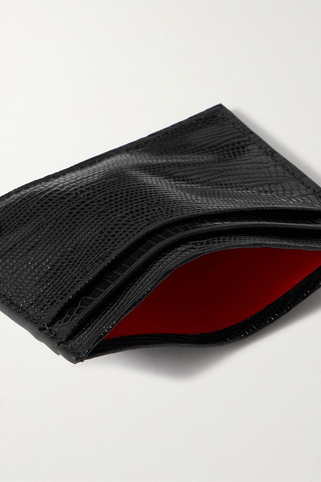 CHRISTIAN LOUBOUTIN Glossed lizard-effect leather cardholder