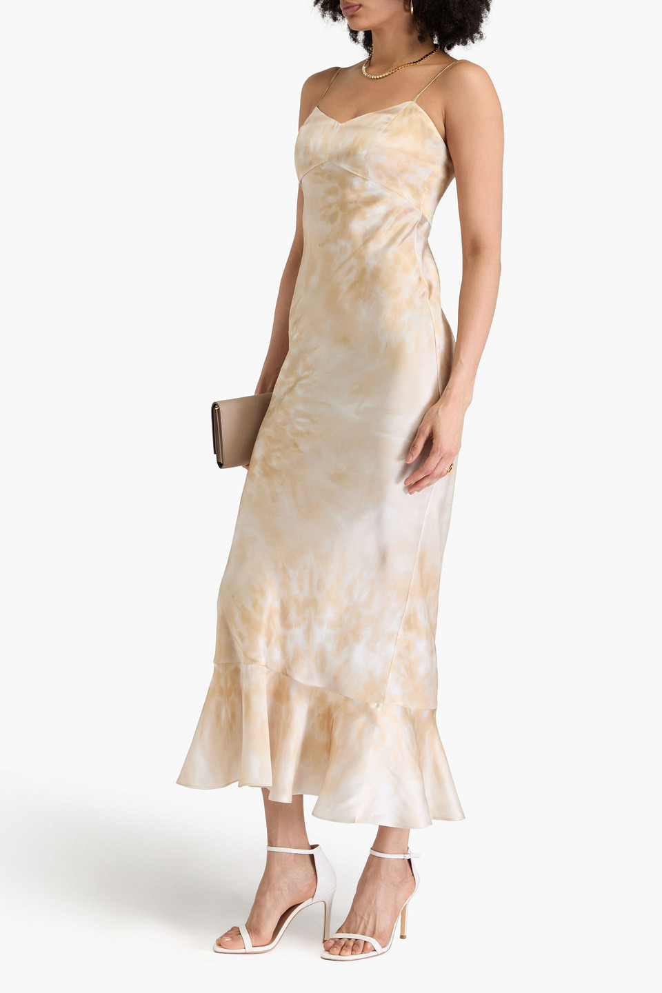 SALONI MIMI TIE-DYED SILK-SATIN MAXI DRESS