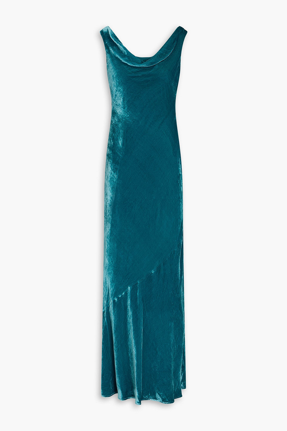 saloni - asher draped velvet gown - blue - uk 6