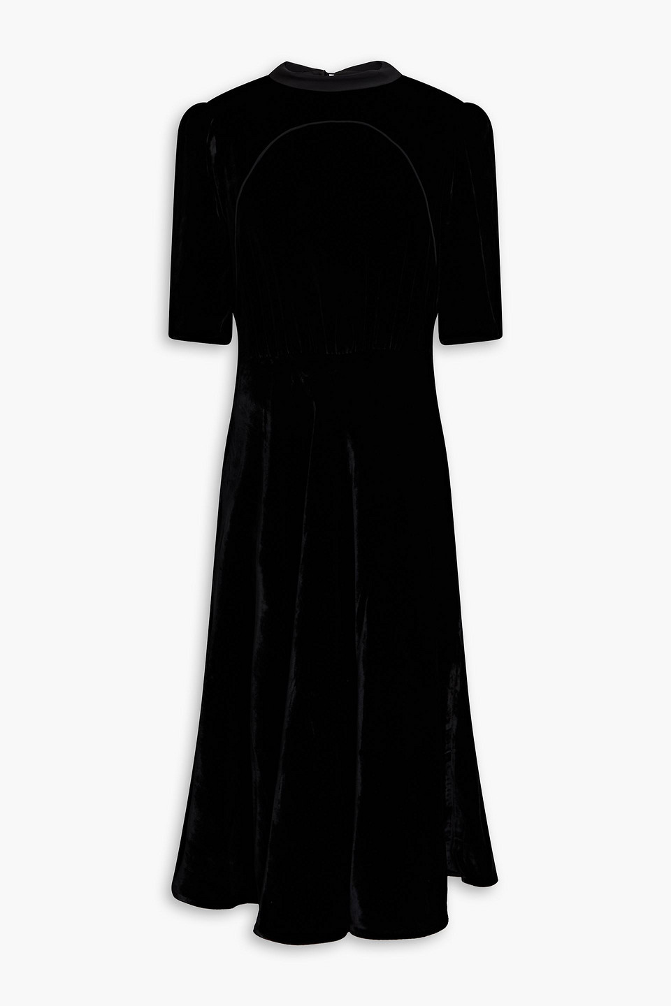 SALONI DAHLIA GATHERED VELVET MIDI DRESS