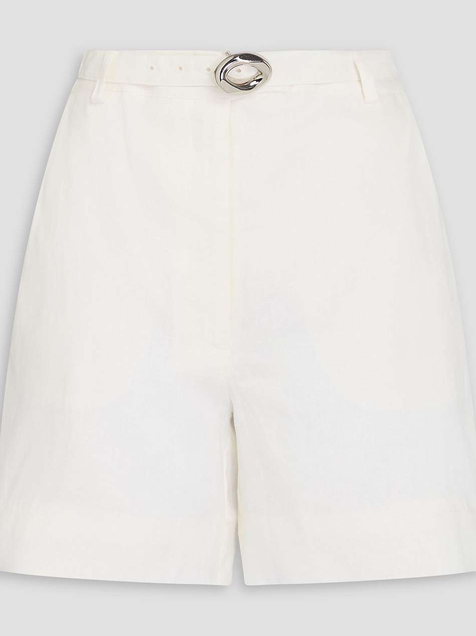 belted linen shorts