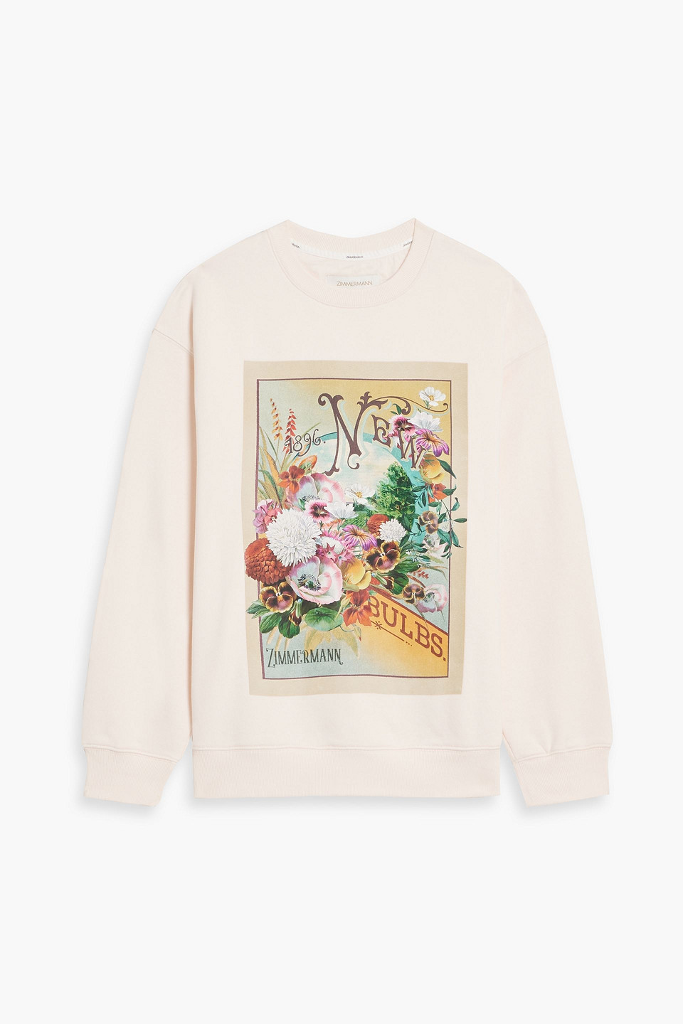 Zimmermann Printed French Cotton-blend Terry Sweatshirt In Pastel Pink