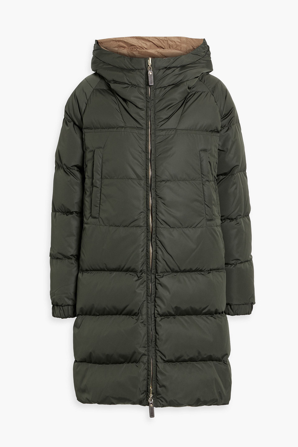 Max Mara Quilted Shell Hooded Coat In Green