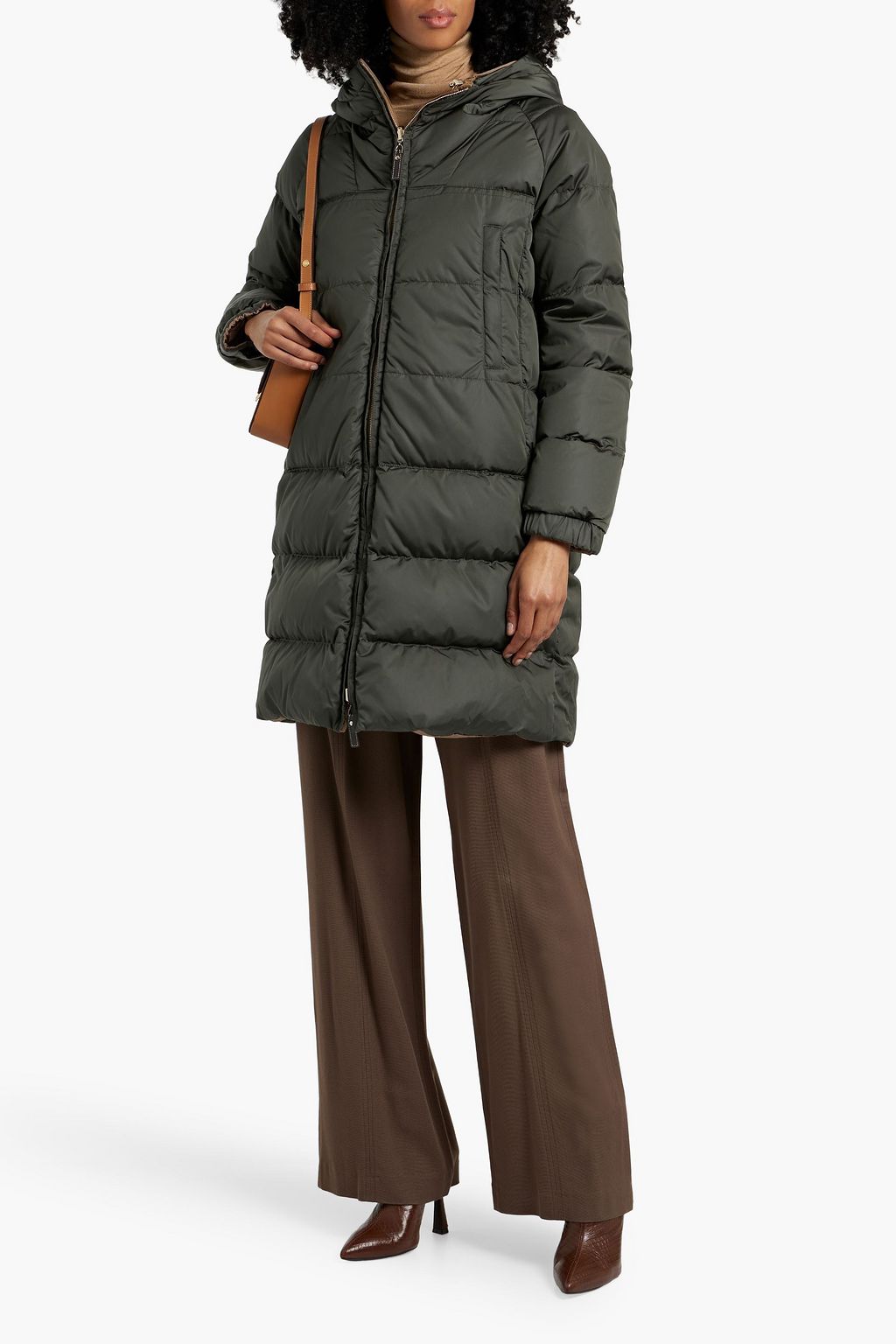MAX MARA THE CUBE Quilted shell hooded coat