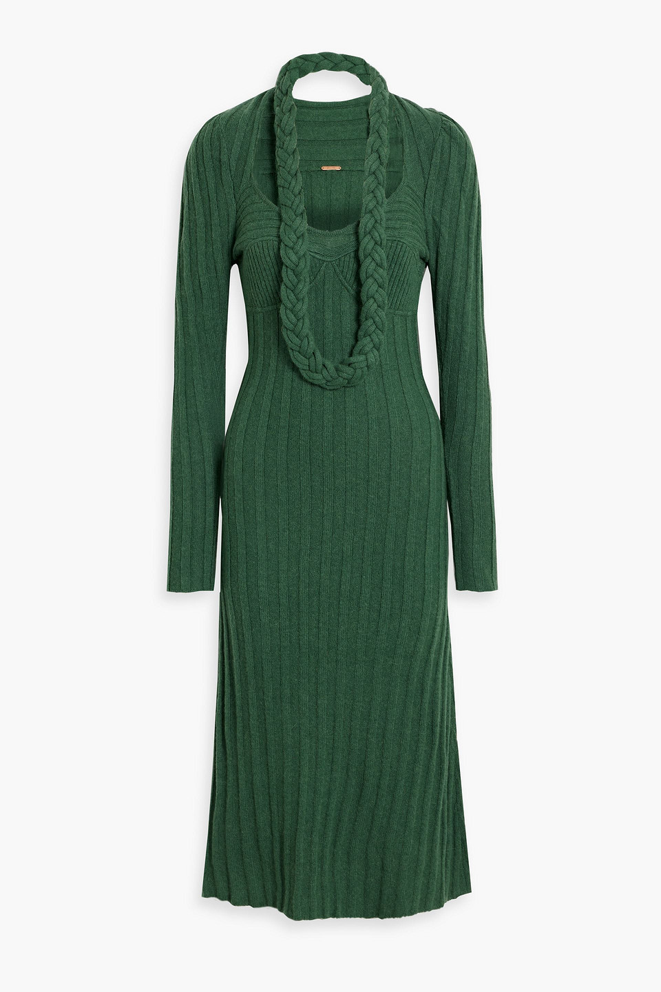 johanna ortiz - life enigmas ribbed alpaca midi dress - green - xs