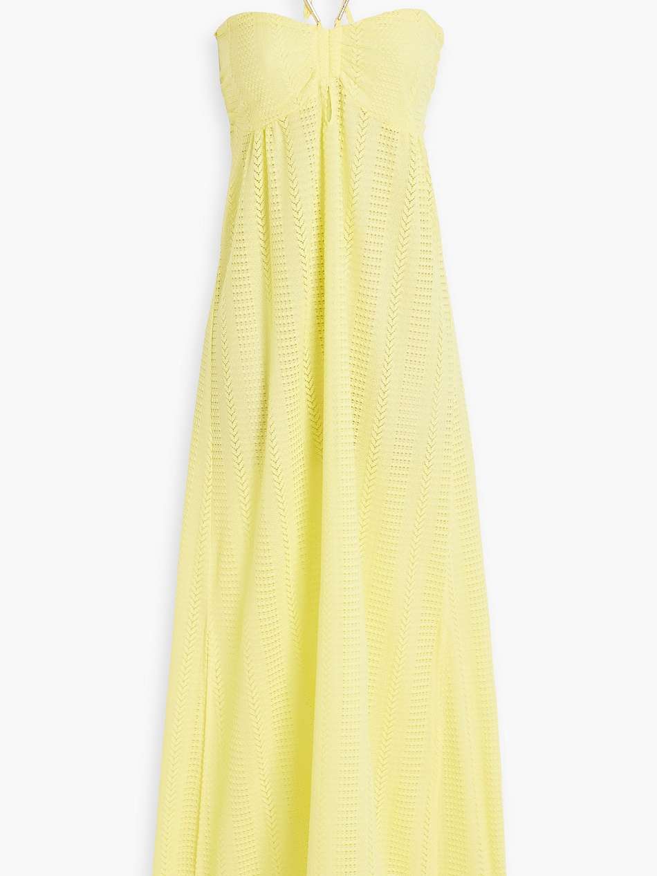 mila crochet halterneck maxi dress