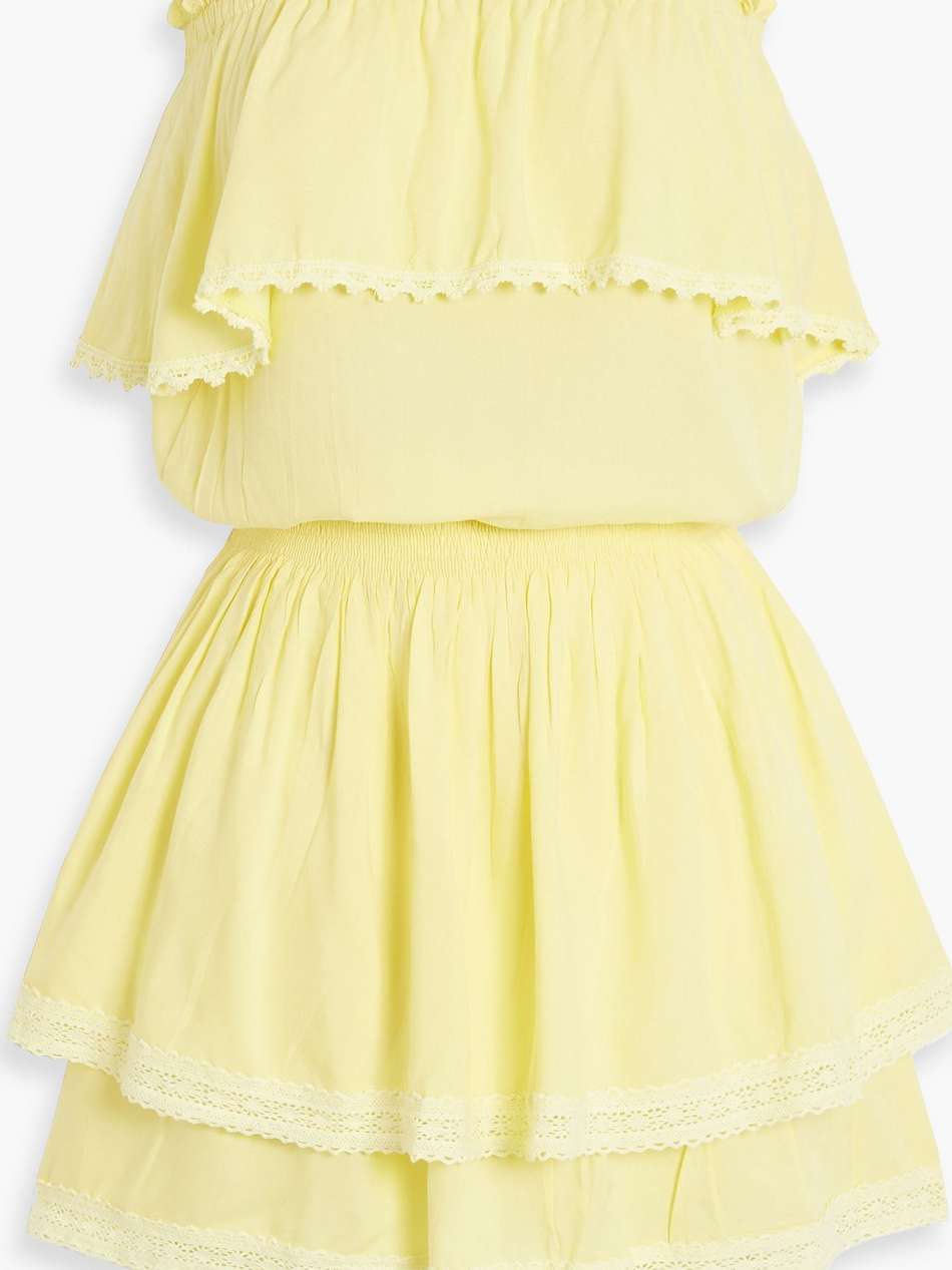 salma strapless tiered voile mini dress
