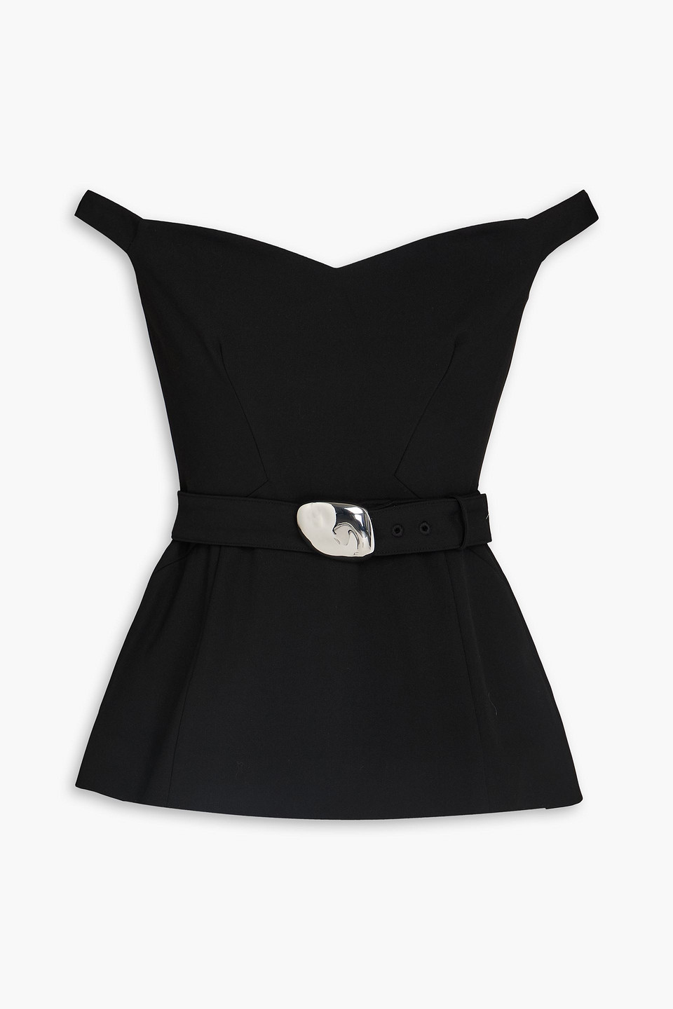 Nicholas Off-the-shoulder Belted Crepe Top In Black