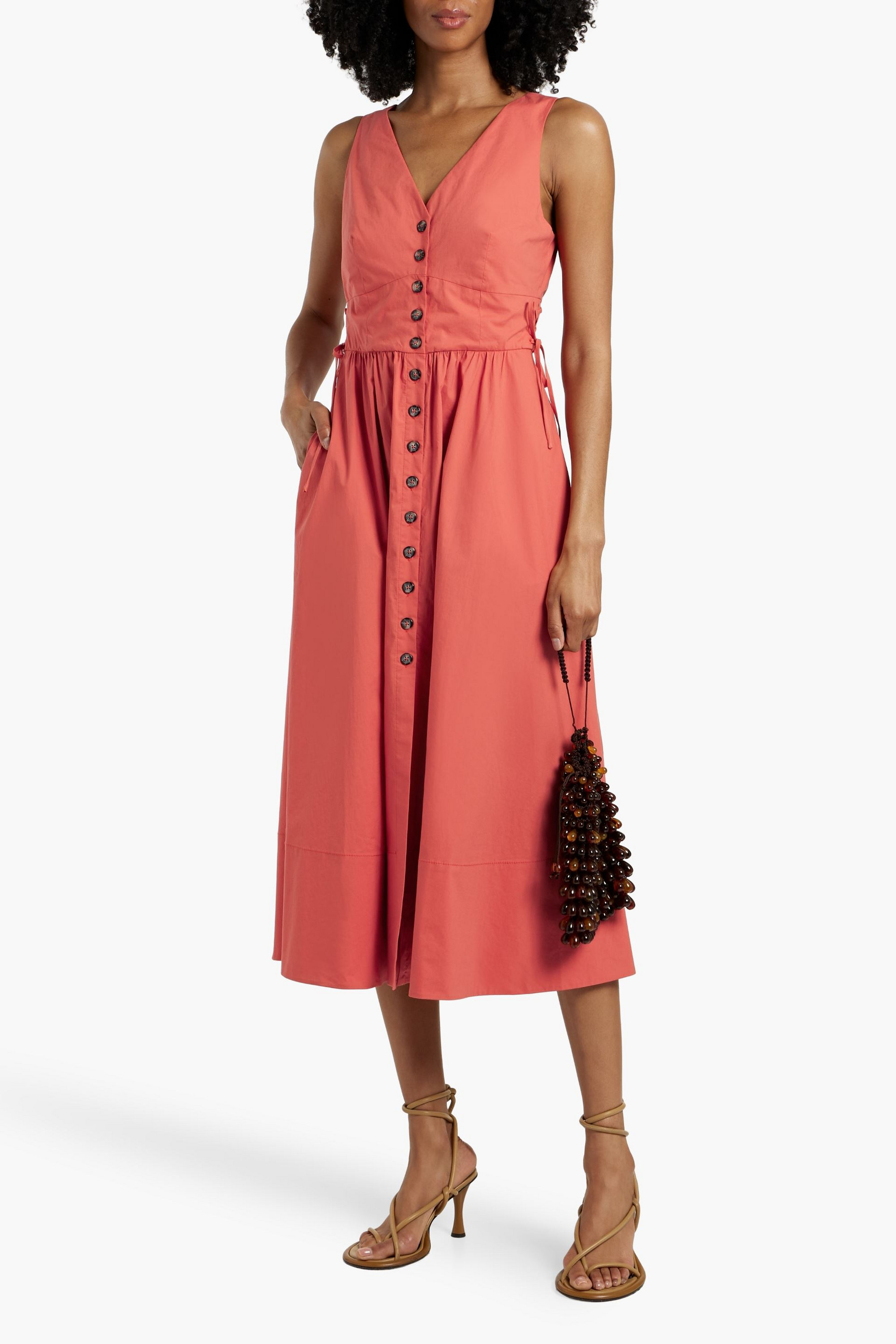 Saloni Luella cotton-blend poplin midi dress