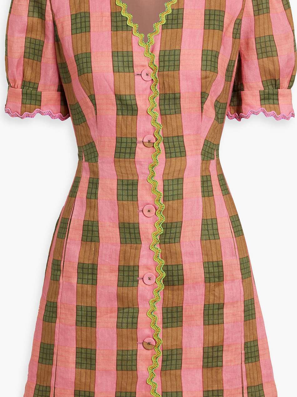 marlee checked linen mini dress