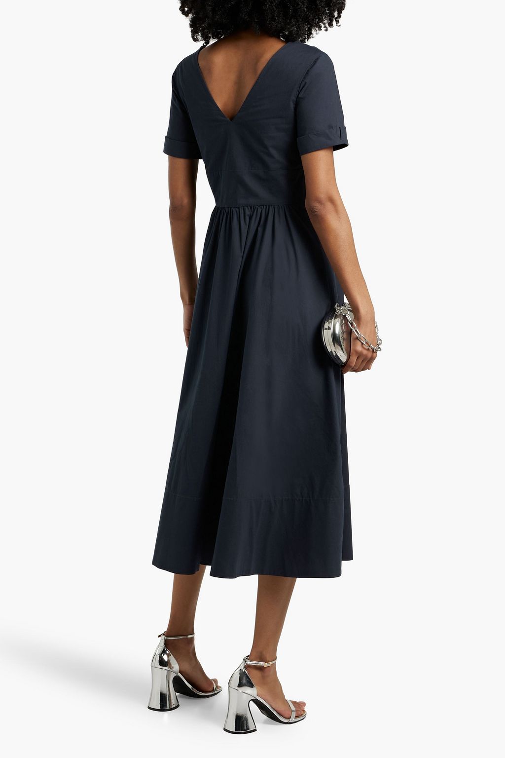 SALONI Luella cotton-blend poplin midi dress