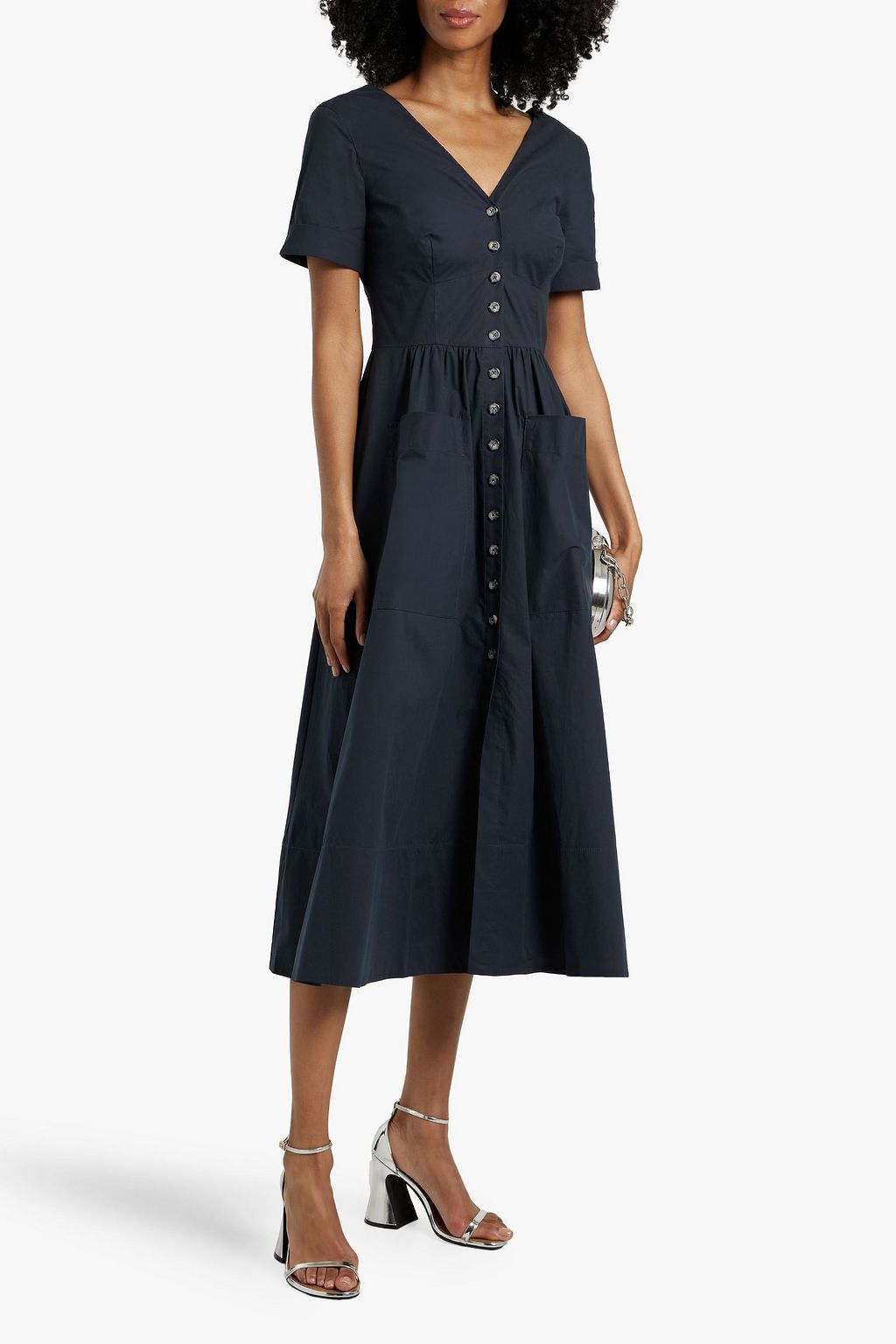 SALONI Luella cotton-blend poplin midi dress