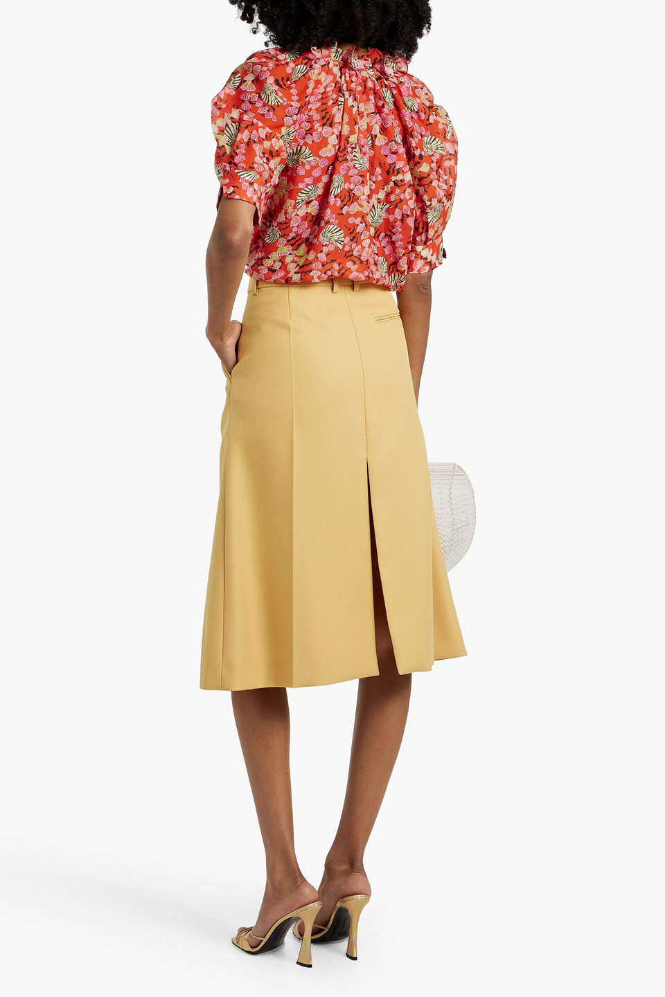 Saloni Josie Printed Cotton And Silk-blend Voile Top In Papaya