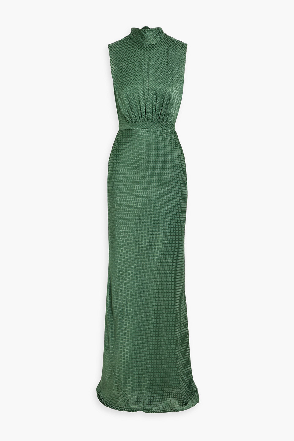Saloni Fleur Devoré-velvet Maxi Dress In Emerald