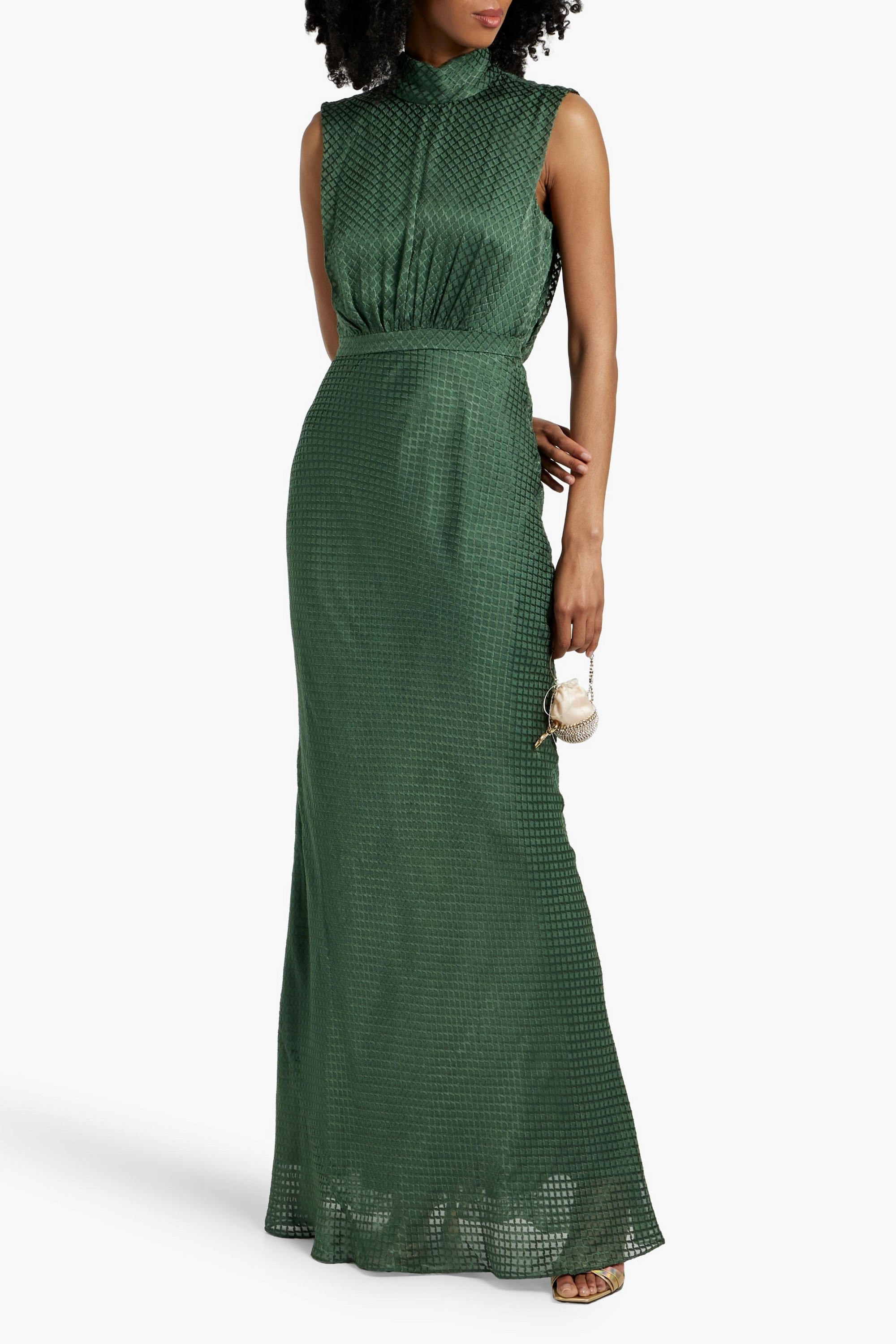 Saloni Fleur devoré-velvet maxi dress