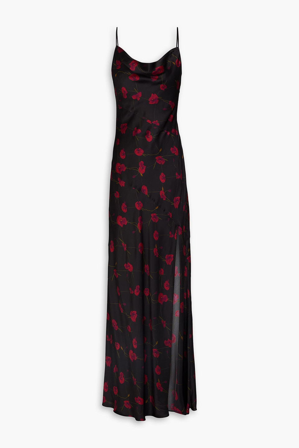Nicholas Draped Floral-print Silk-blend Satin Gown In Black