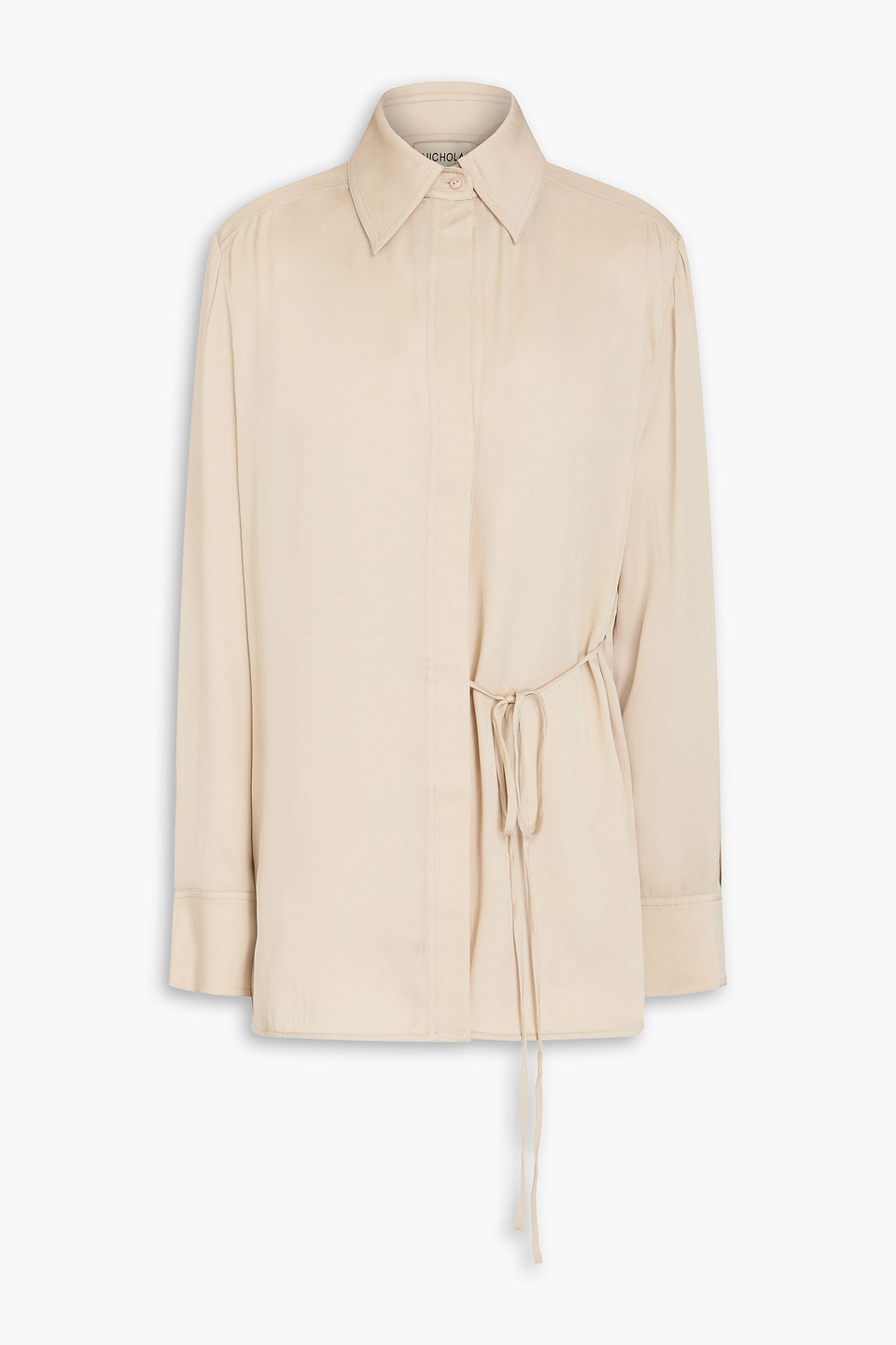 Nicholas Tie-detailed Silk-blend Satin Shirt In Beige