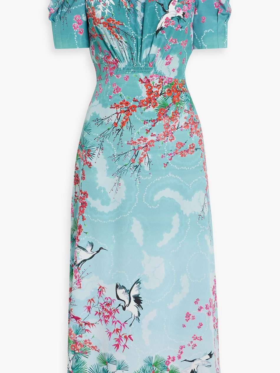 bianca printed silk crepe de chine midi dress
